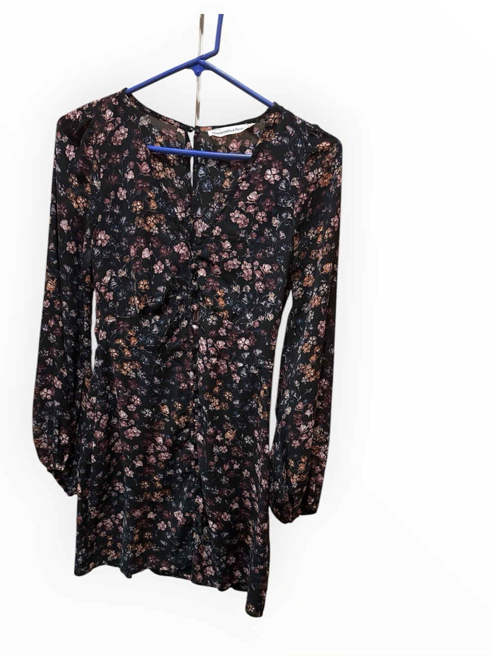 Abercrombie & Fitch Black Long-Sleeve Floral Mini Dress